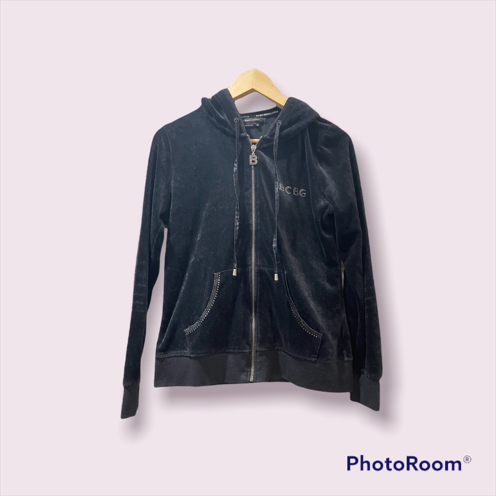 Y2k BCBGMaxazria Black velour zip up jacket